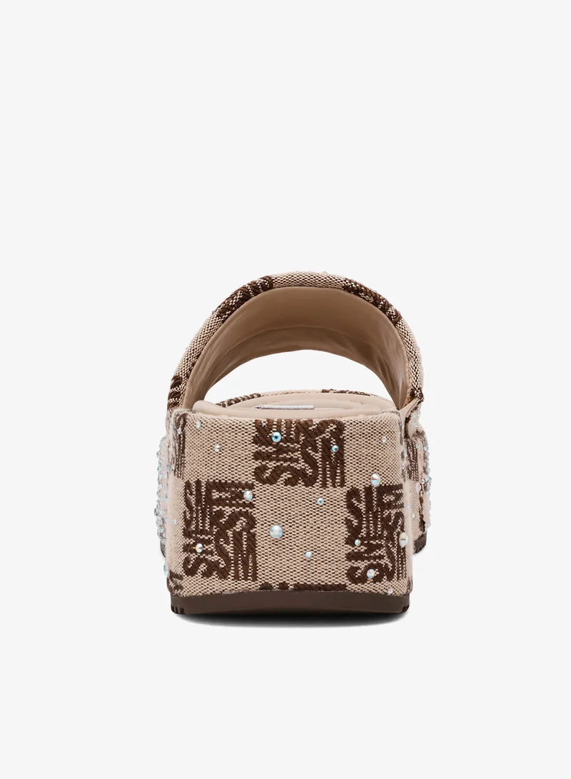 STEVE MADDEN  Logo Canvas Wedge Sandals for Women | Best Price UAE